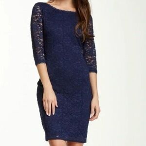 Laundry by Shelli Segal Elegant Navy Lace Dress